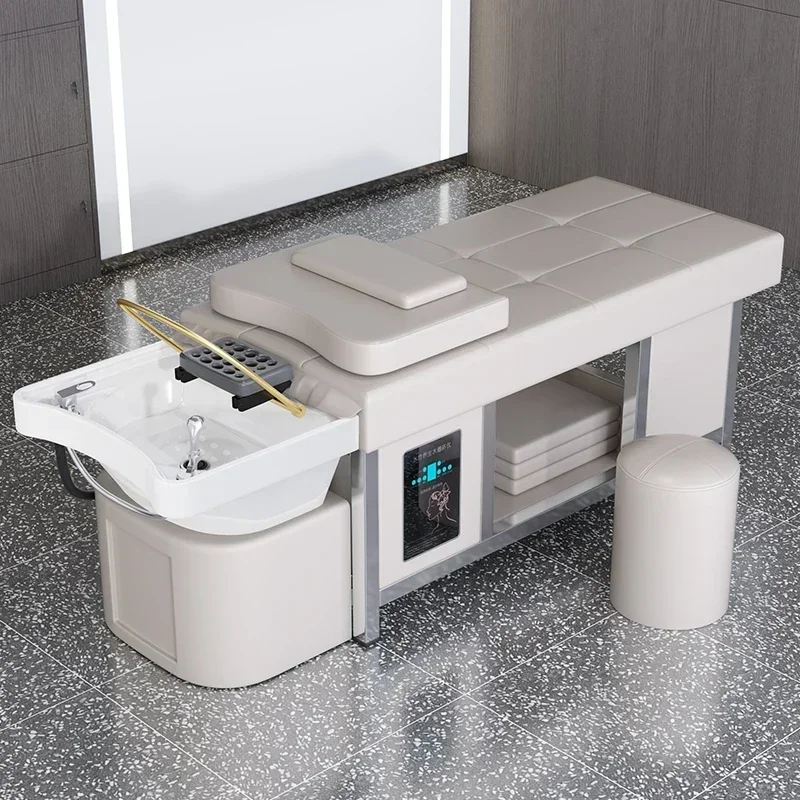 

Modern Spa Stainless Steel Hair Shampoo Chair Thai Massage Salon Shampoo Bed Headrest High Quality Salon Furniture