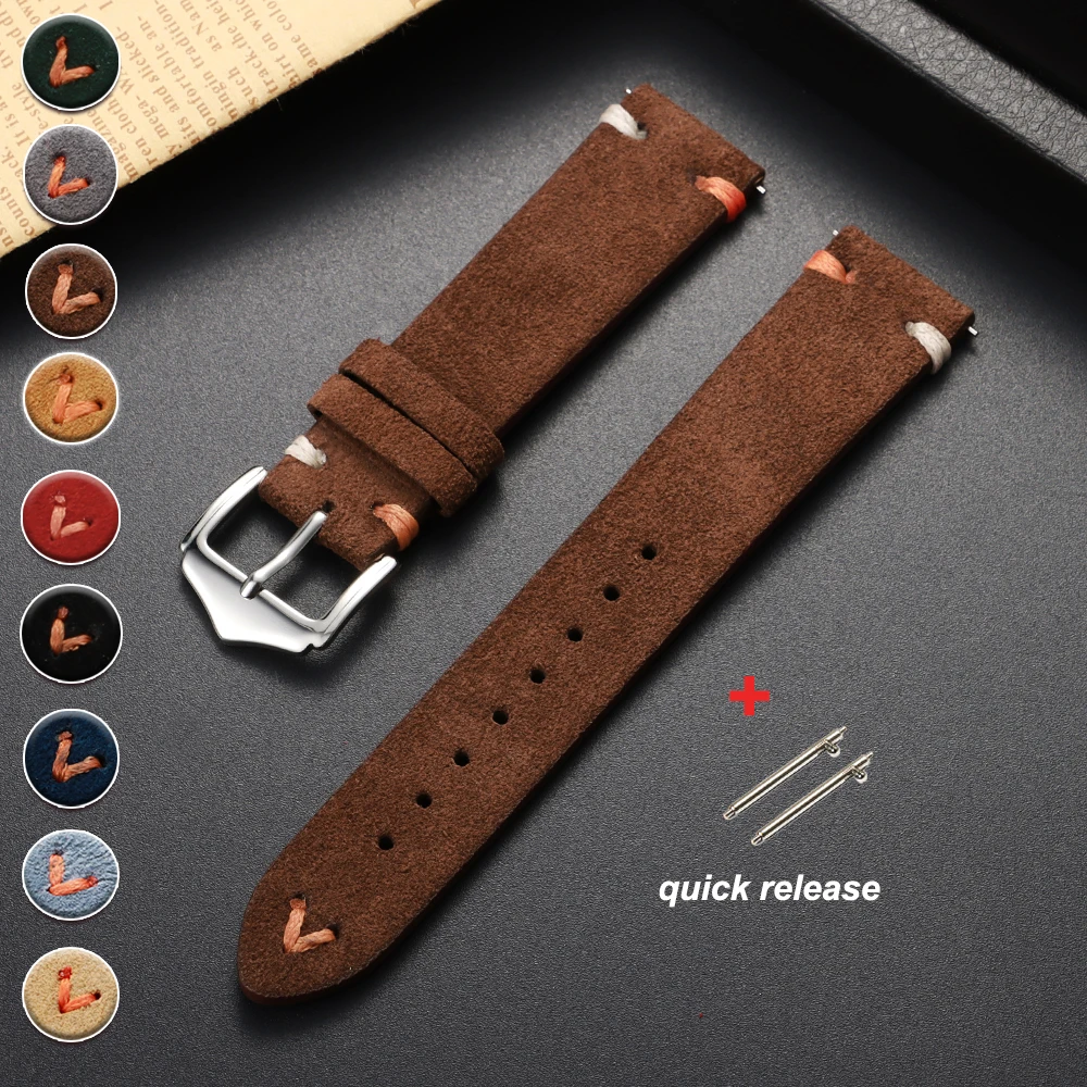 Bracelet de montre en daim souple de veau 18mm 20mm 22mm bracelet en peau de vache cousu à la main pour Omega pour bracelet de montre intelligente Seiko