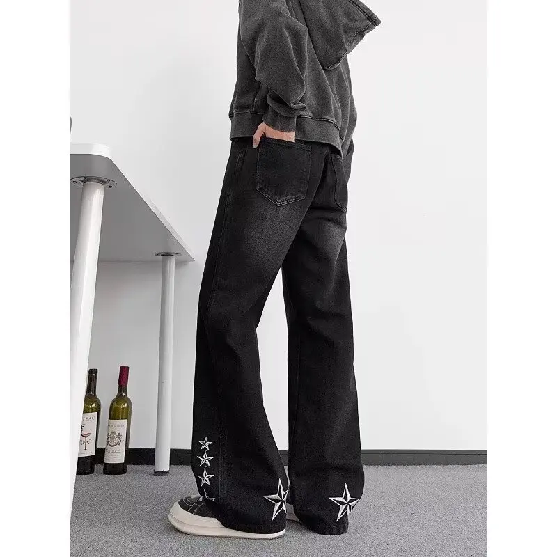 

Мужские джинсы Cleanfit American High Street с вышивкой, весна 2026, новые, слегка расклешенные, зауженные, повседневные брюки