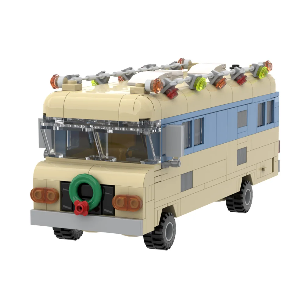 Gobricks MOC Christmas Vacation RV Festival Atmosphere Small Particle Assembly Building Blocks Toy Car Model Children Xmas Gift