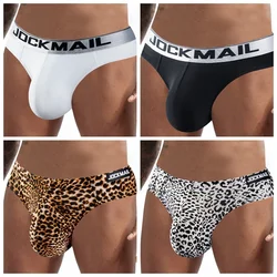 JOCKMAIL Fashion Leopard Print Bikini Men Underwear Polyester Boxer Briefs Breathable Panties Underpants Low Waist Trunks Shorts