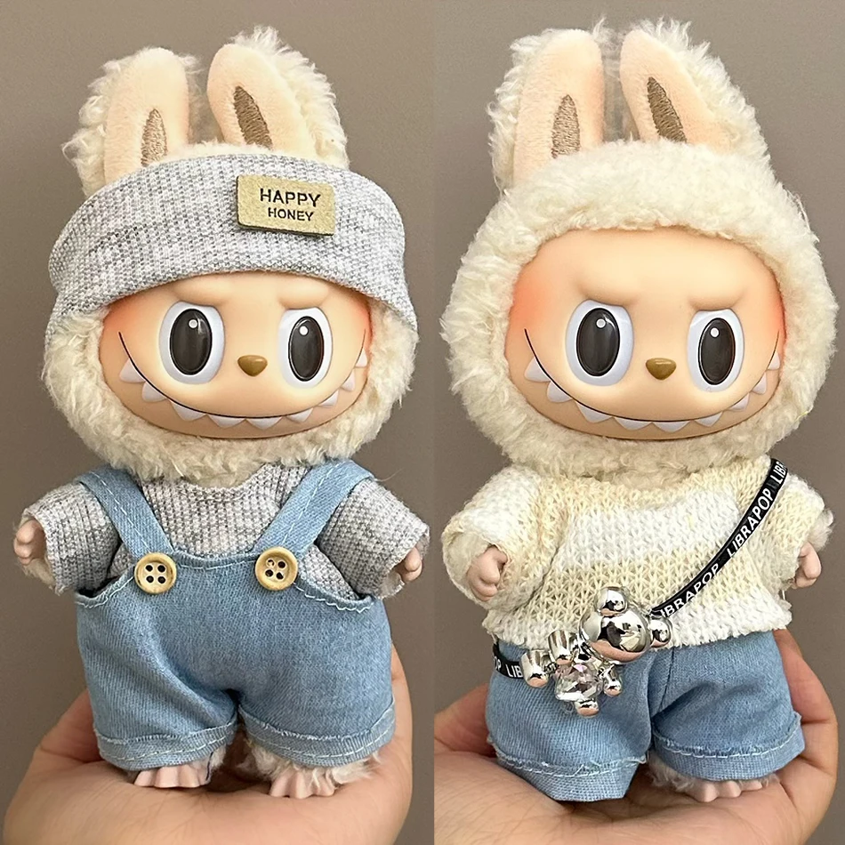 EIHI 2 Juegos De Ropa Para Muñecas Labubu De 17 Cm, Disfraces De Peluche Fáciles De Vestir, Regalo Ideal Para Coleccionistas
