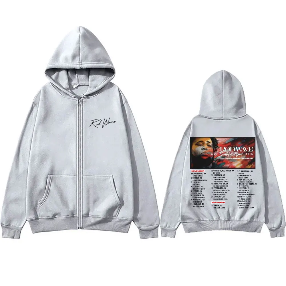 Rapper Rod Wave Graphic Print Zipper Hoodie Men Women Hip Hop Oversized Zip Up Hoodies Male Fashion Casual Eu Size Zip Up Jacket