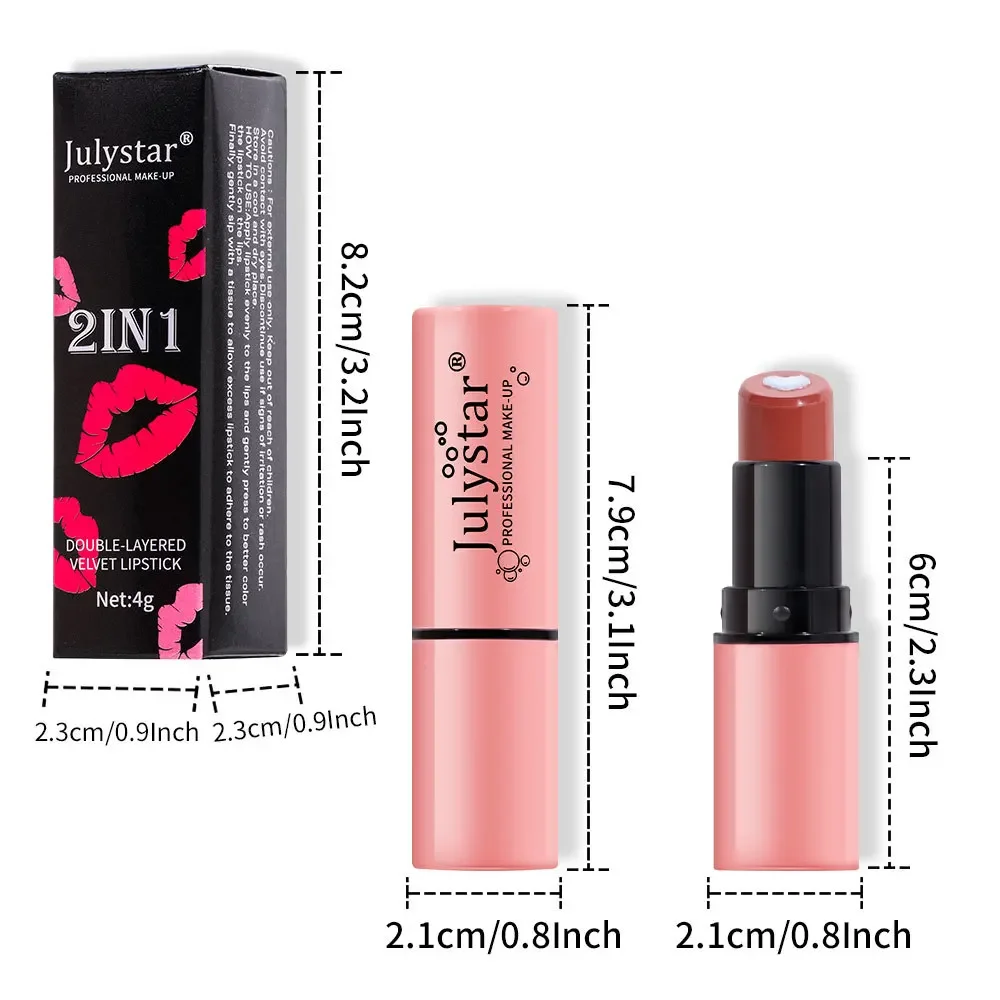 MISS ROSE 2 en 1 fácil de colorear Frutado mate lápiz labial bálsamo labial maquillaje hidratante lápices labiales largos cosméticos