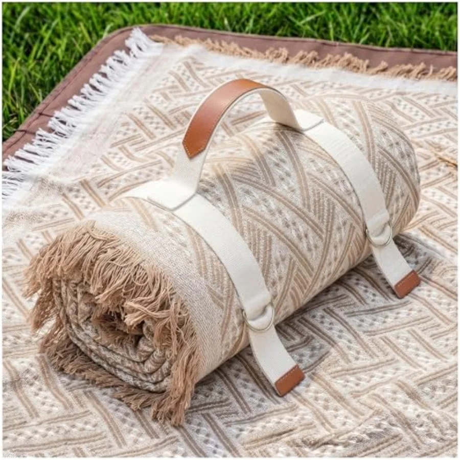 

2 in 1 Extra Large Rug Outdoor Picnic Blanket Waterproof Woven Boho Mat Giant Beach Towel Travel Essential Yoga Accessories Par