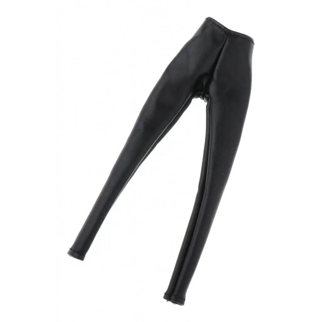 

Черные брюки из искусственной кожи в масштабе 1:12 для женских 12-дюймовых фигурок, высокоэластичная одежда для солдатиков