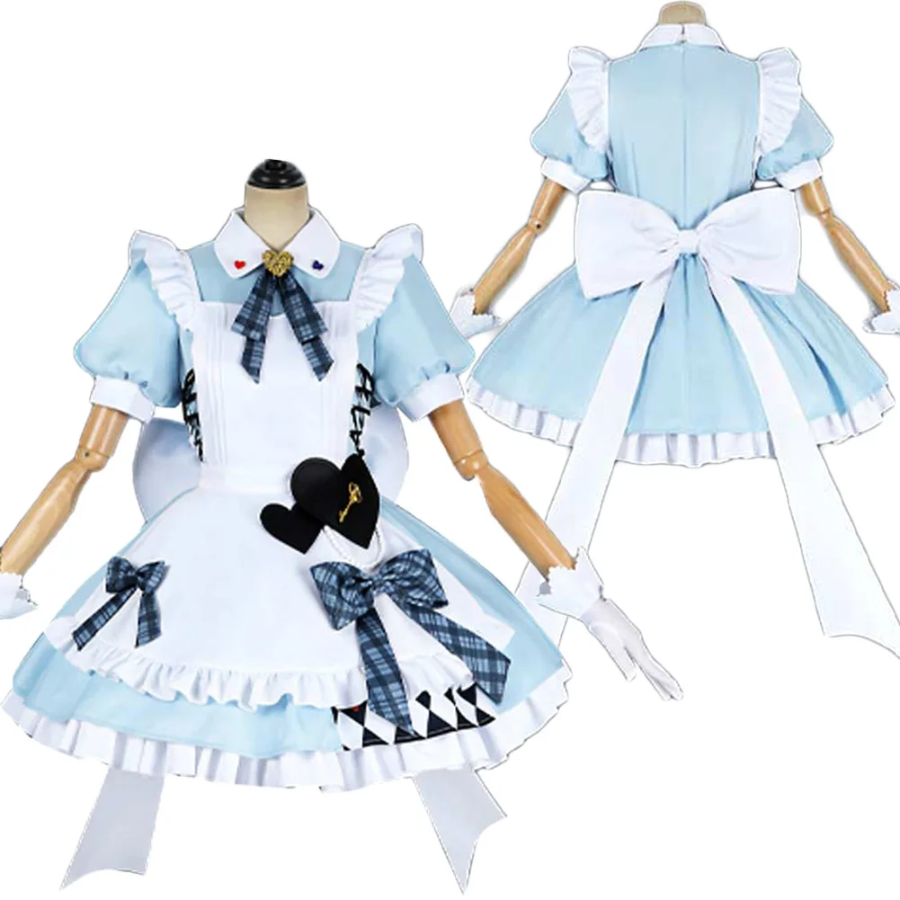 Anime LoveLive Muse Cosplay Blue Dress Accessories Outfits Maid Costume Women Disguise Halloween Carnival Party Roleplay Suits