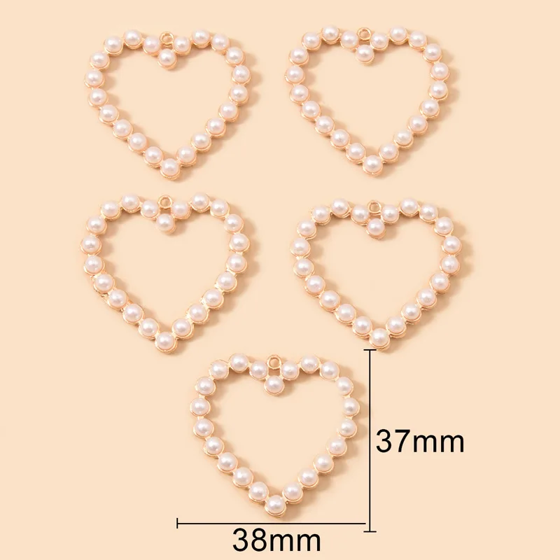 DIY accessories Handmade accessories Korean version sweet wind hollowed out love pearl earrings pendant heart alloy accessories