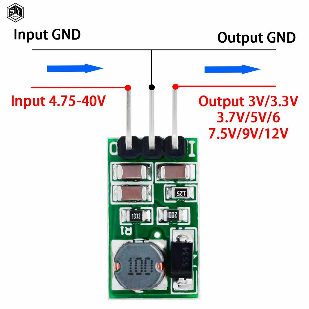 DD4012SA 1A DC 5-40V to 3V 3.3V 3.7V 5V 6V 7.5V 9V 12V Regulator DC-DC  StepDown   Step-Down Buck Converter Module Board