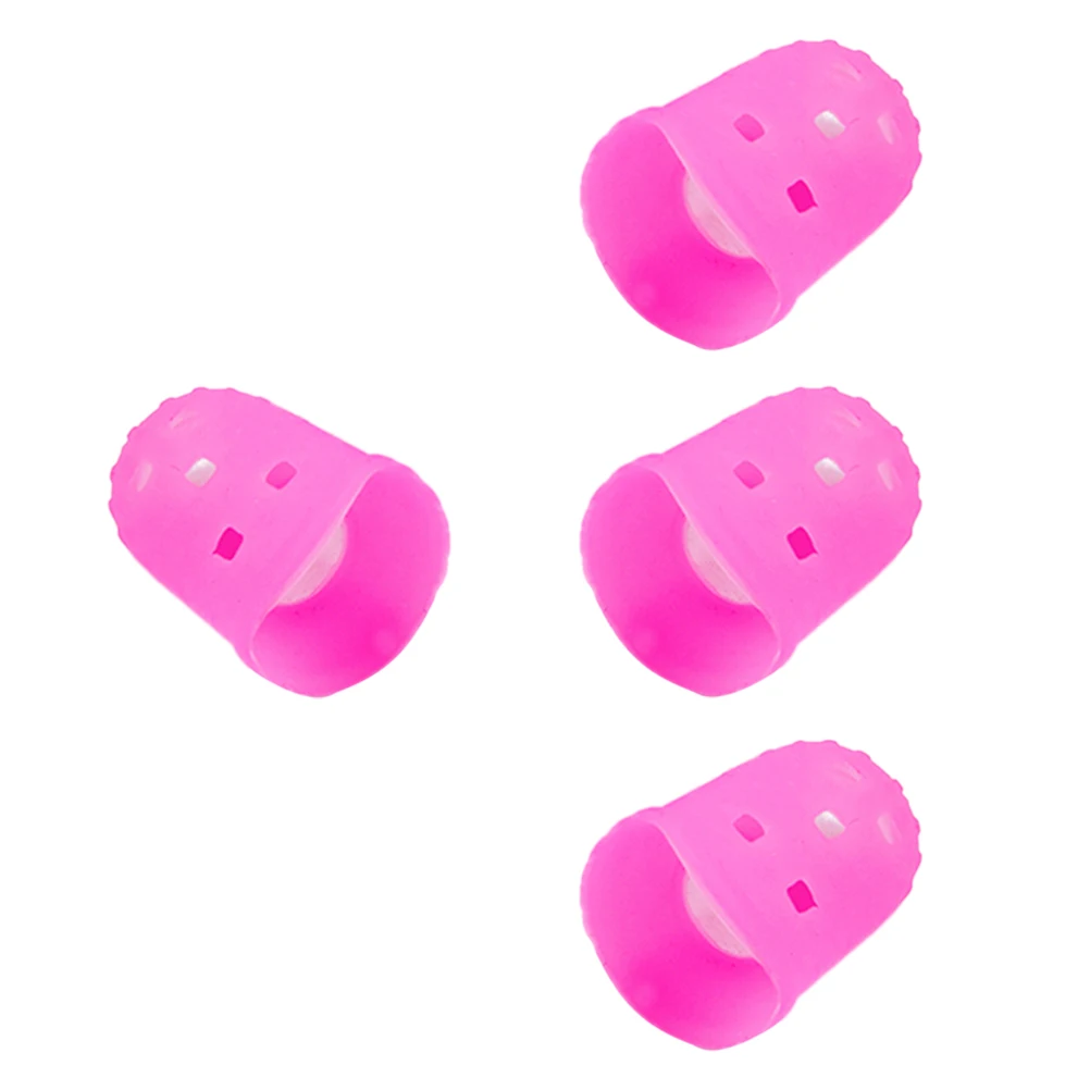 

4 pcs Silicone Guitar Thumb Finger Protectors Reusable Comfortable Snug Fit For Guitar Banjo Mandolin Ukulele Rose Red