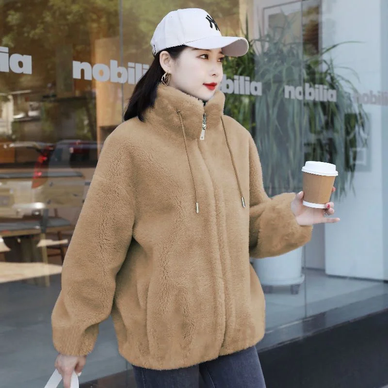 Coat Women Double-Sided Fleece Warm Padded Large Size 6XL Jacket Female 2026 Autumn Winter New Outwear Stand Collar Cardigan Top
