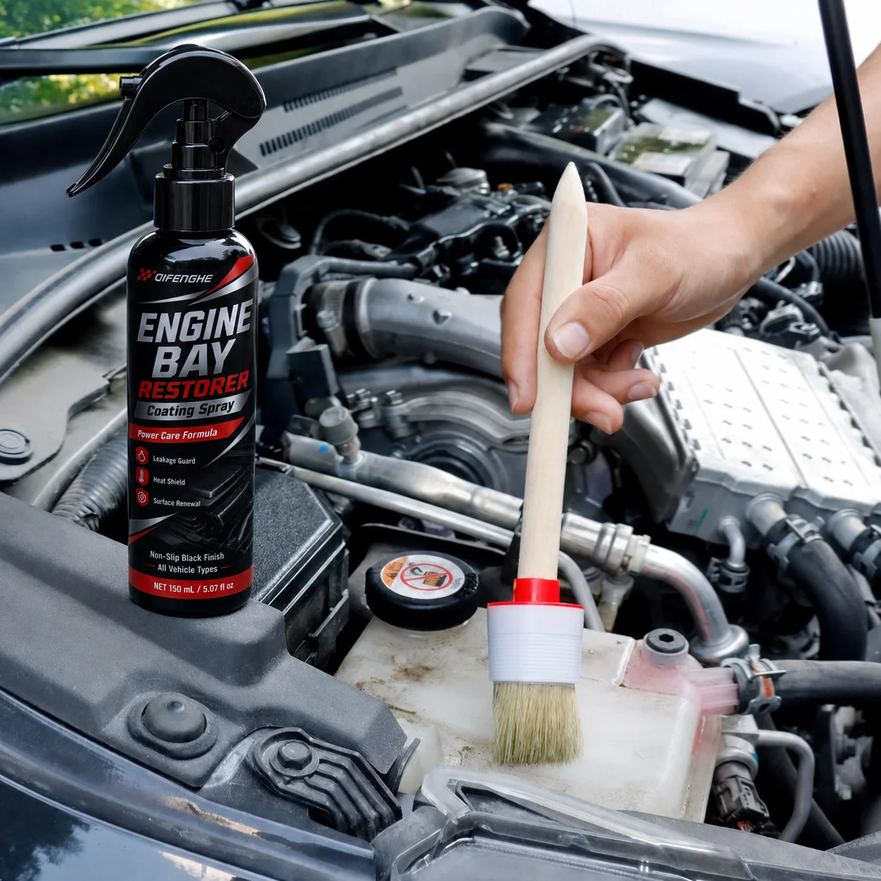 Car Engine Bay Detailing Spray Leak Protection High Temperature Resistant Coating Anti Aging Black Finish for Motorcycles Trucks