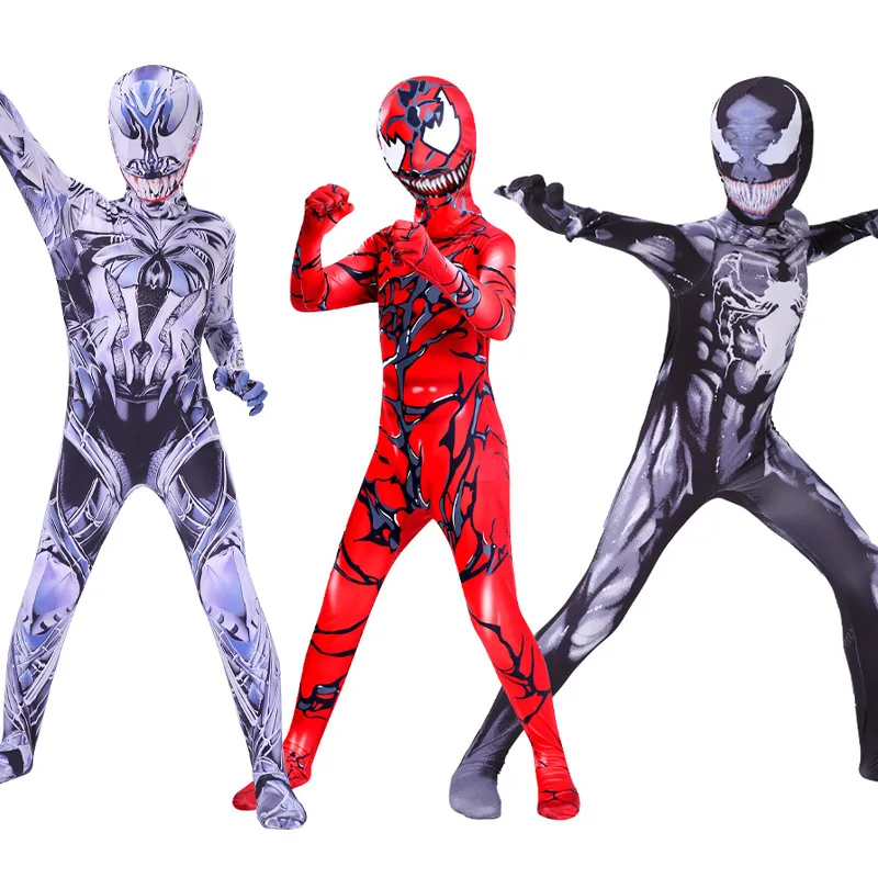 Black Venom Symbiote Bodysuit Cosplay Costume Adult Jumpsuit Carnage Tights Halloween Party Dress Up Costume Children's Clothing