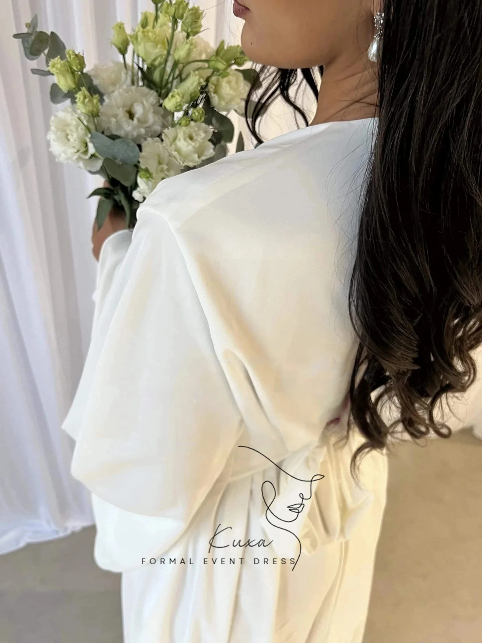 KUXA O-neck Ivory Mermaid Formal Wedding Dresses Full Sleeves Floor-Length Party Prom Gowns Customized Vestidos De Novia 2026