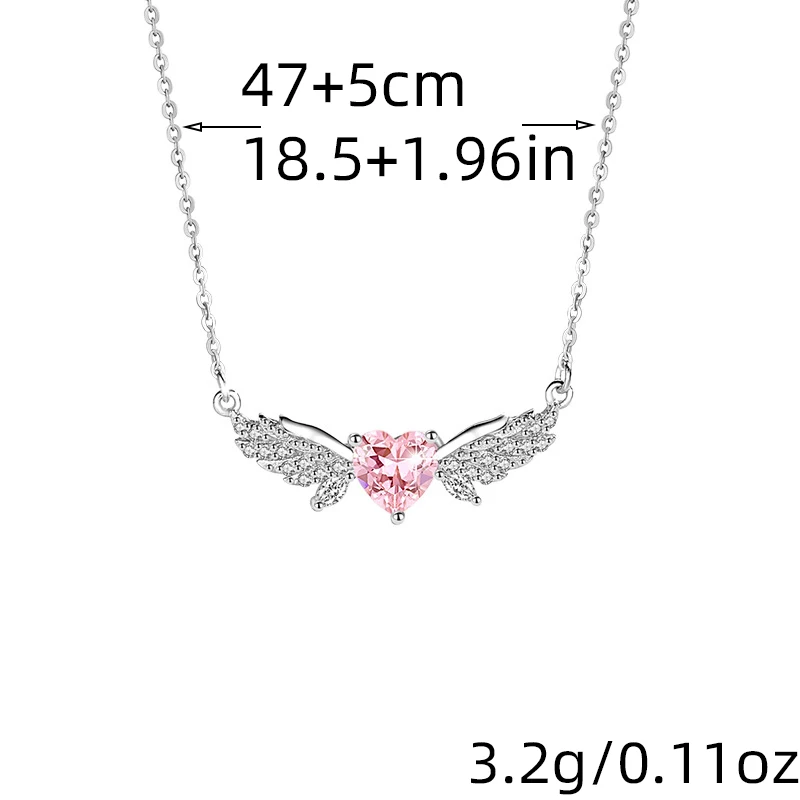 1 Pc Exquisite Heart Wing Fashion Sweet Y2K Fresh Silver Color Necklace Women Party Prom Daily Jewelry Gifts