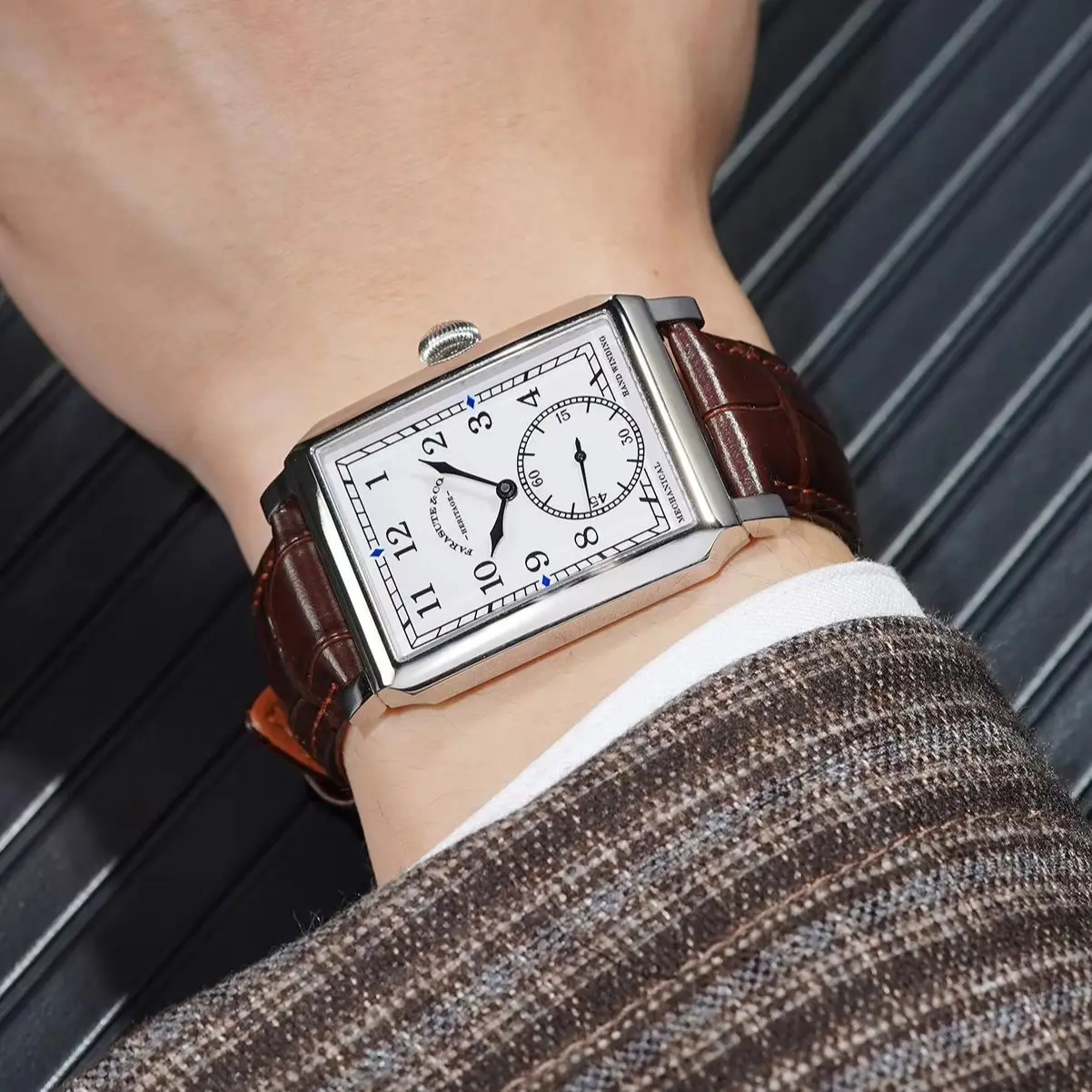 FARASUTE Men Automatic Watch 31mm Rectangle Case Mechanical Wristwatch Sapphire Waterproof Hangzhou Mov. Small Second Dial
