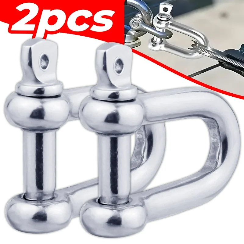 Tow Shackle D Ring M6 Heavy Duty Steel Lock Pin for ATV UTV Truck Car Recovery Offroad Accessories Trailer Parts Towing Hook