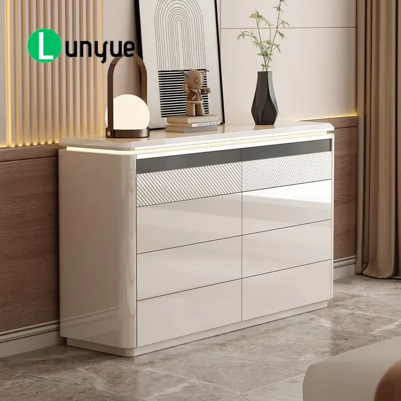 Smart LED Folding Solid Wood Dresser with Drawers Modern Simple Handmade Storage Locker for Bedroom Living Room Highlight