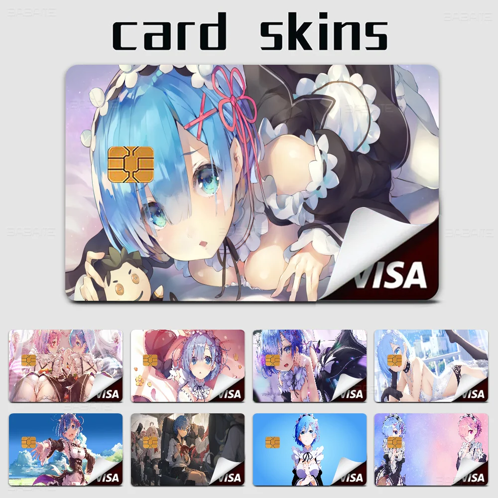 R-Re Zero S-Starting Life In Another W-World E-Emilia R-Rem Anime Spend Or Save Shell No Fade Sticker Cover Film For Credit Card