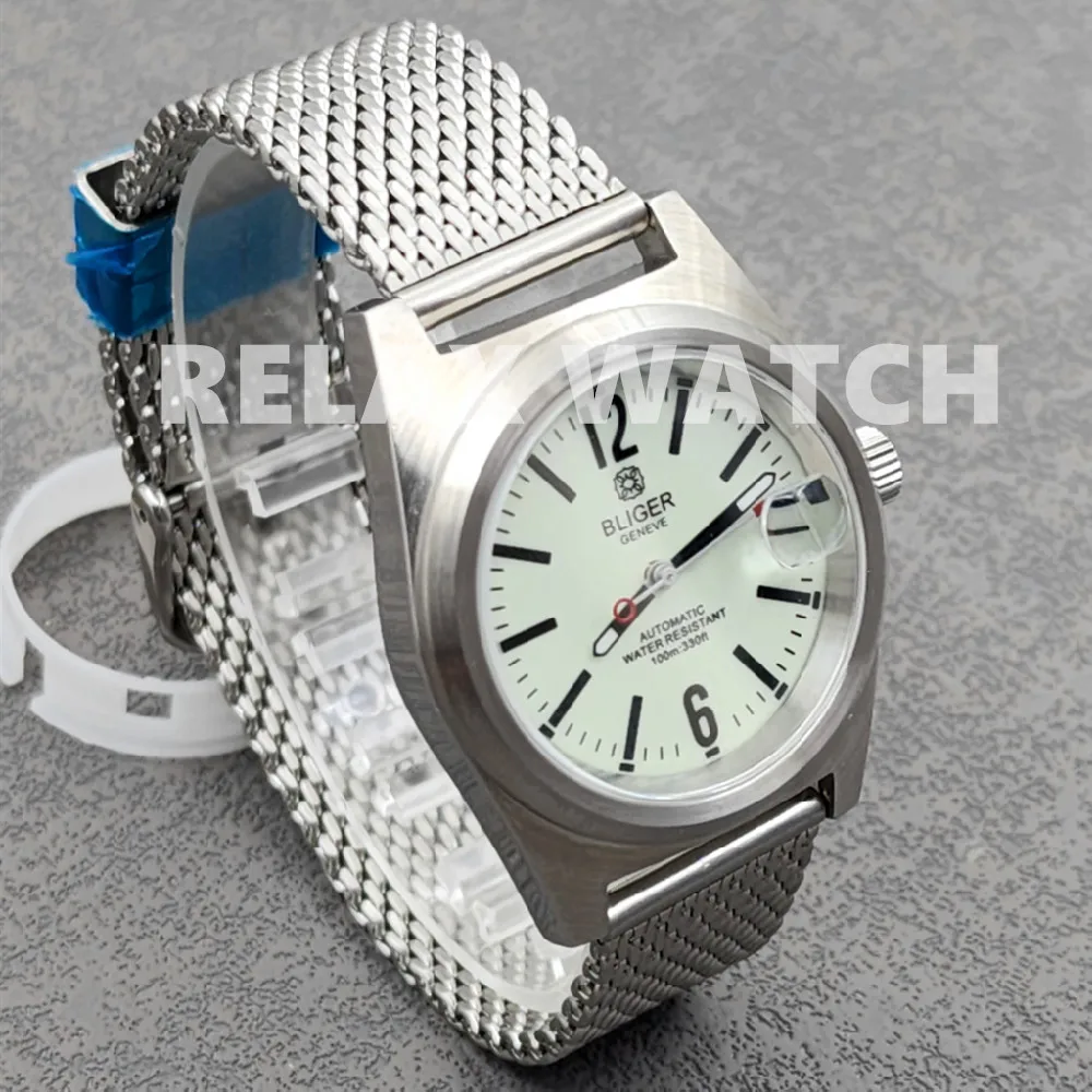 38mm Sapphire Glass  Green Full Luminous Dial Stainless Steel Watch Japan Nh35 Automatic Movement