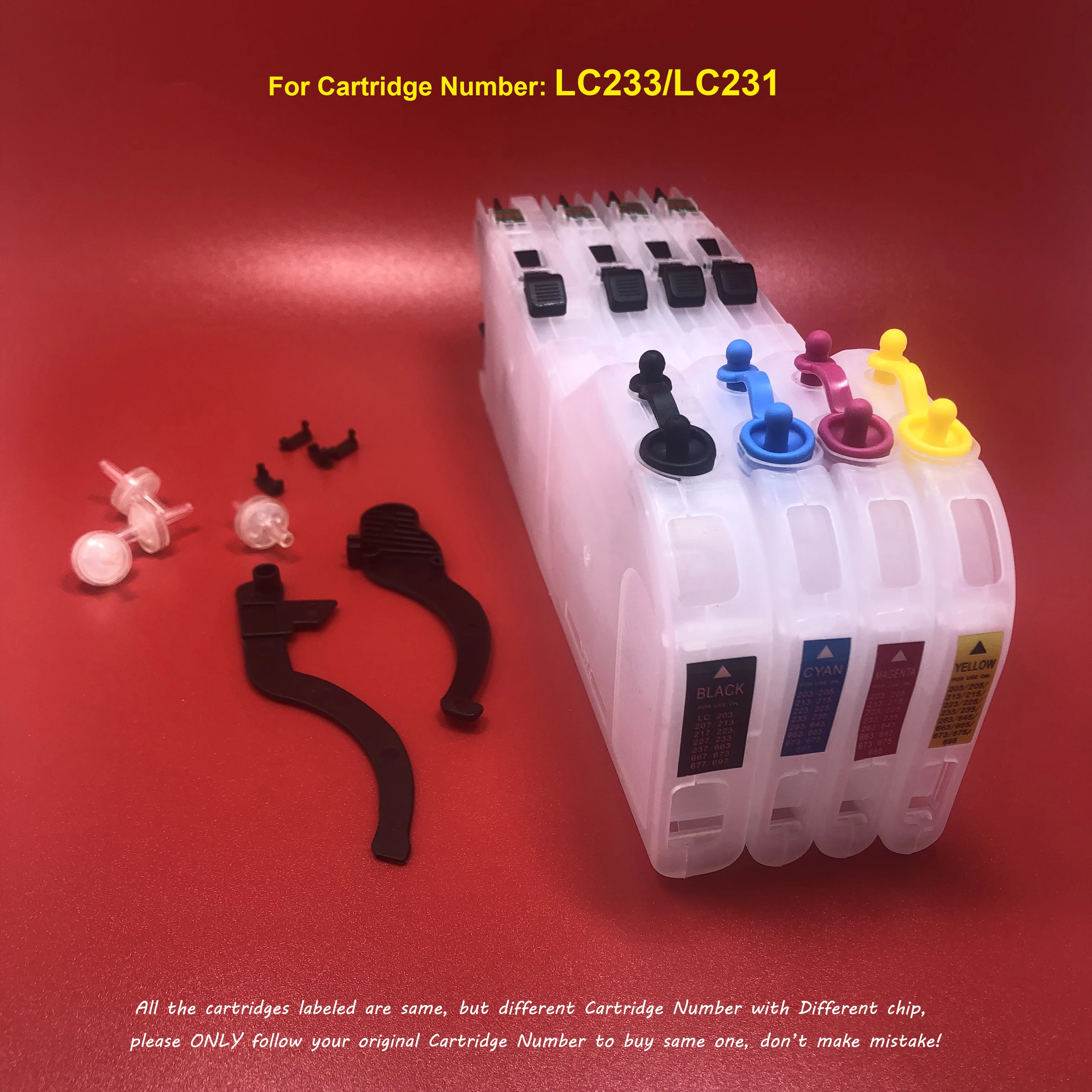 

Long Empty LC233 LC231 Refillable Ink Cartridge for Brother DCP-J4120 DCP-J562DW MFC-J480DW MFC-J680DW MFC-J880DW MFC-J4620