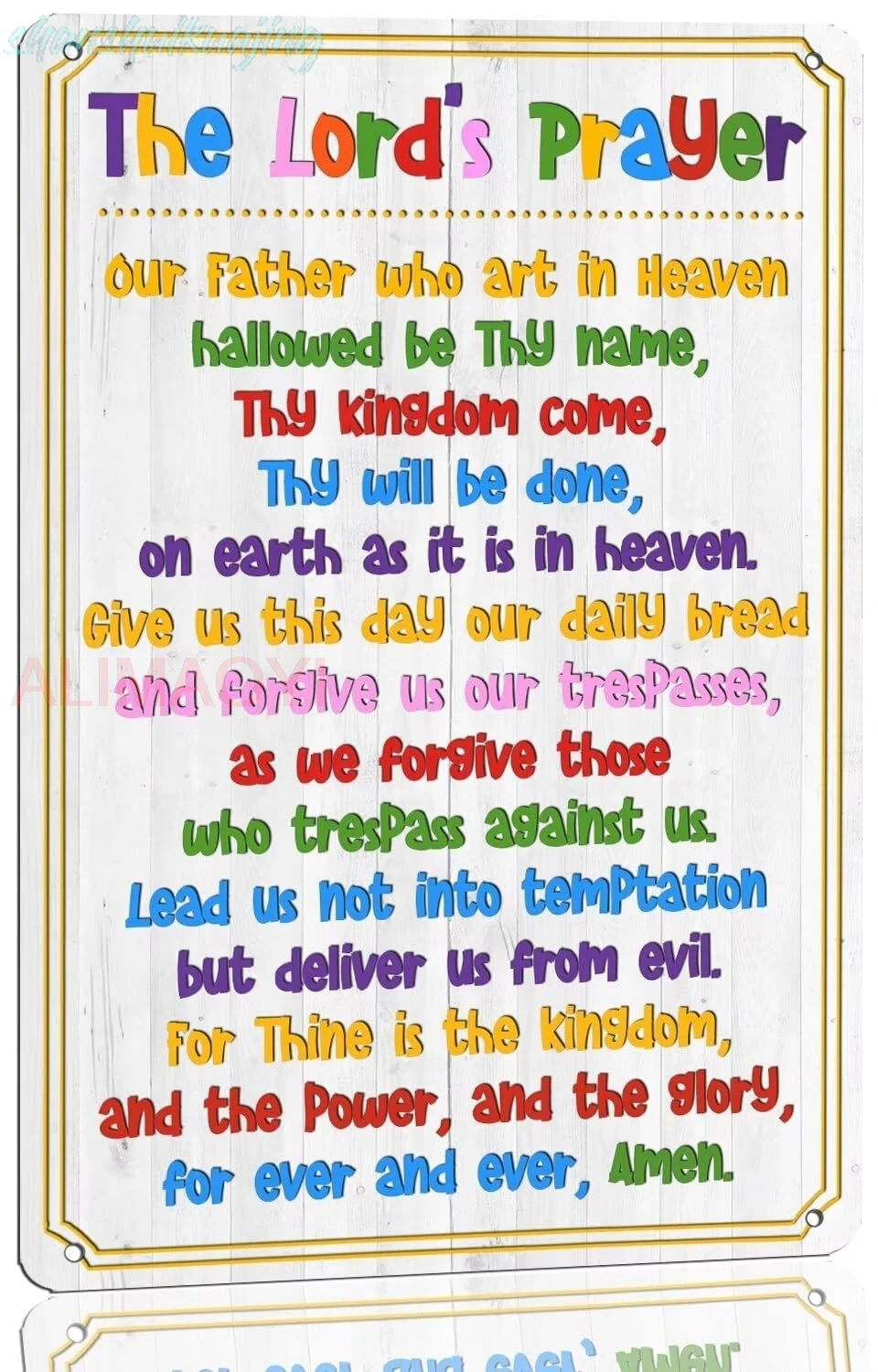 The Lord's Prayer Metal Sign Our Father Prayer Wall Decor Religious Bible Study Scripture Wall Poster for Church Classroom  sign