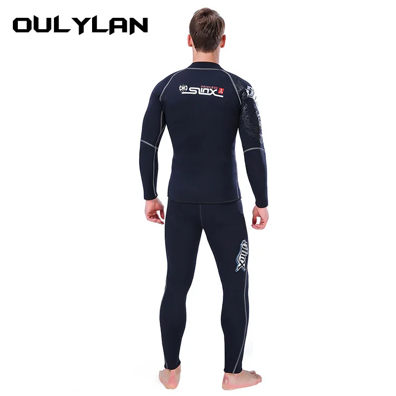 Oulylan Shirt Neoprene Wetsuit Men Top 3MM Long Sleeve Black Sunscreen UV Surfing Keep Warm Jacket For Diving Swimming Jumpsuit