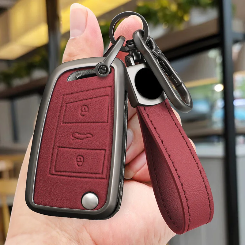 Zinc Alloy Leather Car Key Key Case for Volkswagen Golf 7 MK7 Tiguan MK2 for Seat Ateca Leon FR Ibizas Koda Octavia Key Case