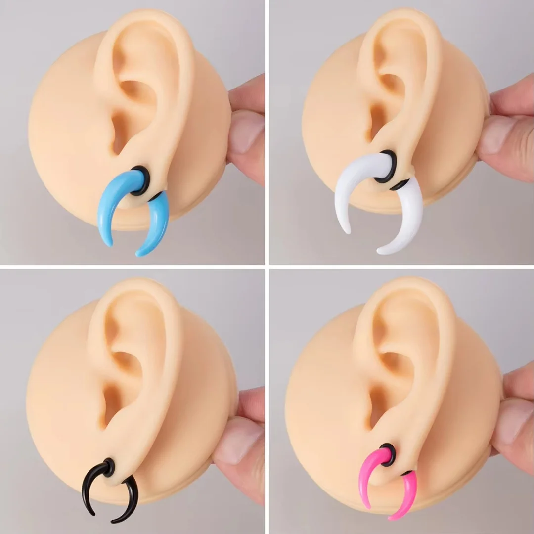 2Pcs Acrylic C Shaped Taper Pincher Septum Rings Gauges Buffalo Horns Piercing Kit Stretching Expander Rings Women Men 16G-00G