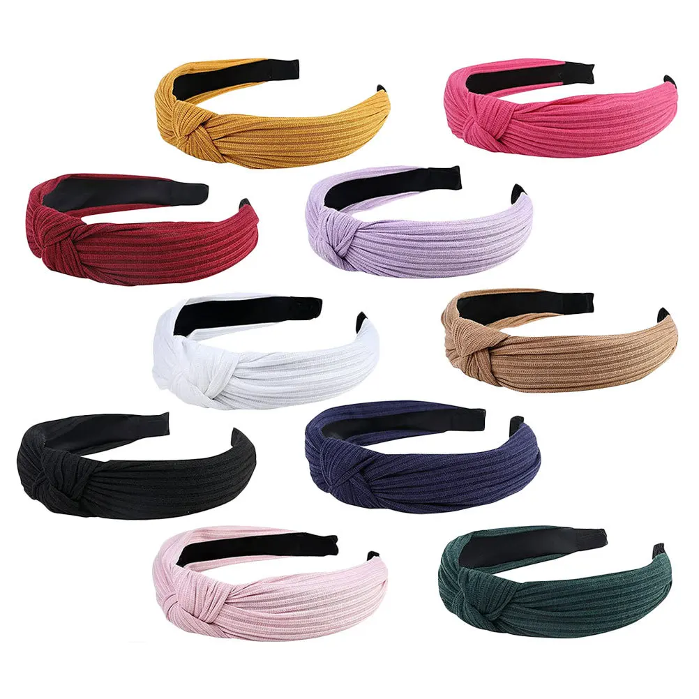 

10pcs Simple Color Design Headbands Wide Hairbands For Women Hair Tied Decorative Hairband Knitting Craft Hairband Yoga