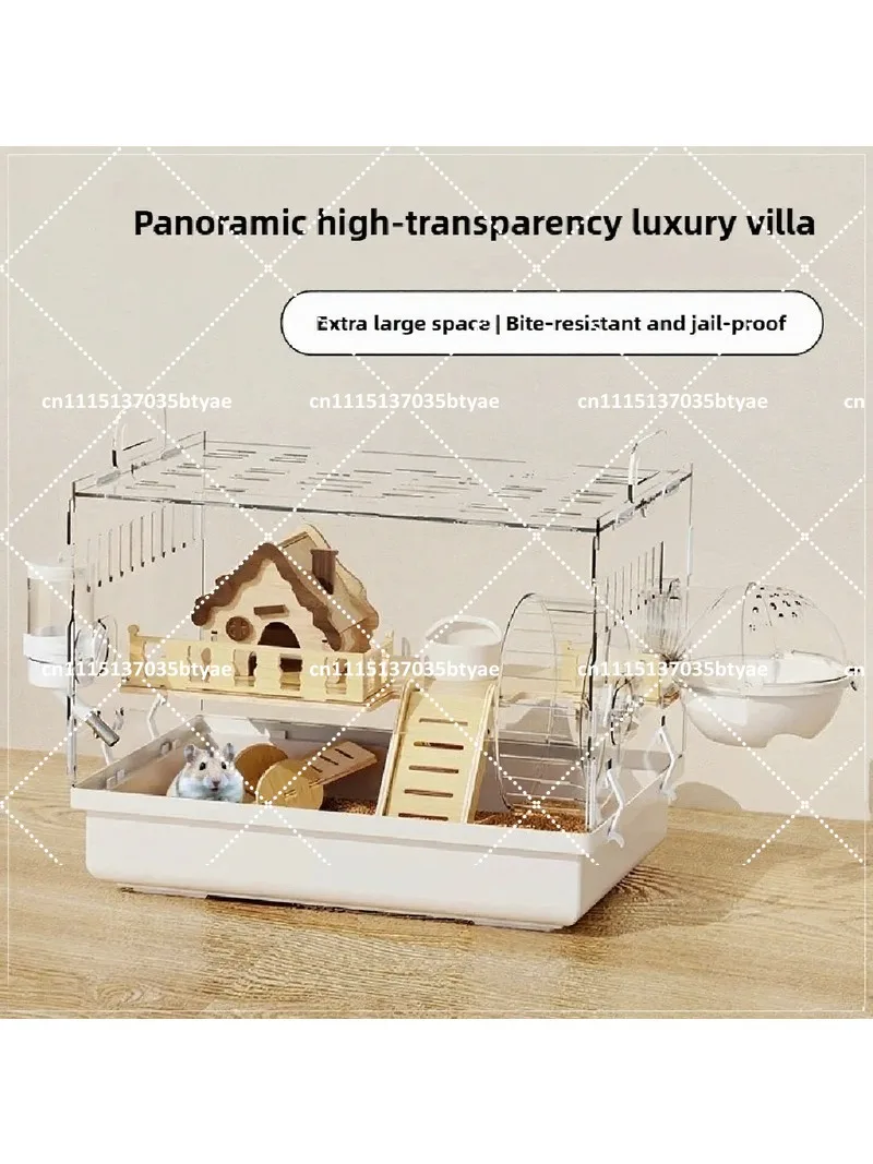 Large Acrylic Hamster Cage Transparent Luxury Villa Habitat Easy Clean Small Animal House with Accessories