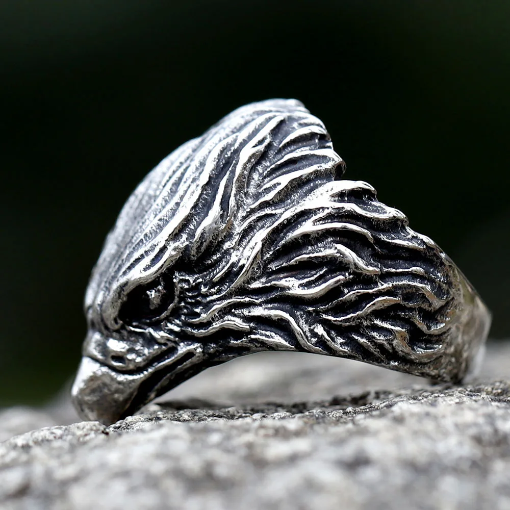 new Arrival Design Stainless Steel Head of eagle Trend Men\'s animal Ring fashion High Quality Jewelry Dropshipping