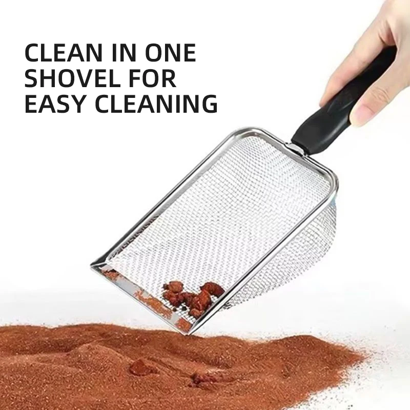 Pet Cleaning Tool Metal Aluminum Alloy Cat Litter Scoop Stainless Steel Durable Handle Pet Poop Shovel