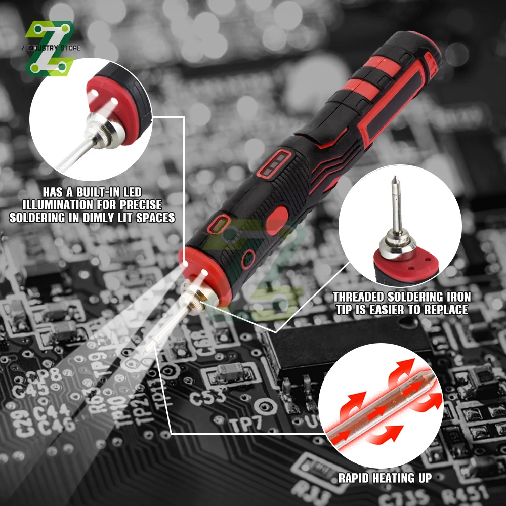 Cordless Electric Soldering Iron Kit 480℃ 1800mAh Rechargeable Soldering Tool Professional Portable Welding Tool