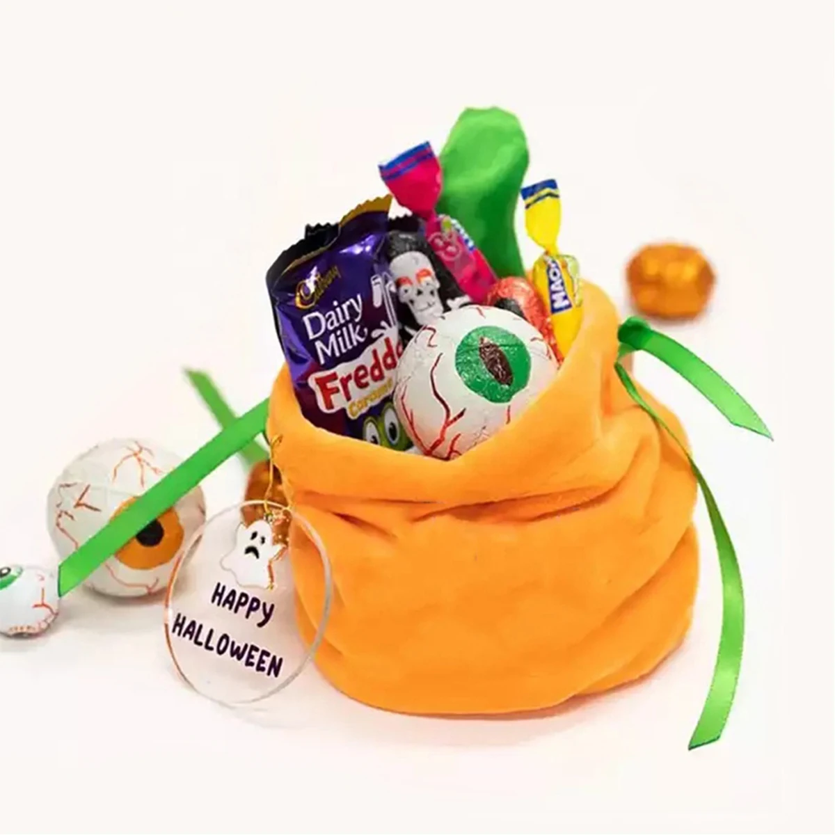 

5Pcs Halloween Gift Bags Velvet Candy Bags with Drawstring Colorful Pumpkin Wedding Favors Jewelry Pouches Party Supplies
