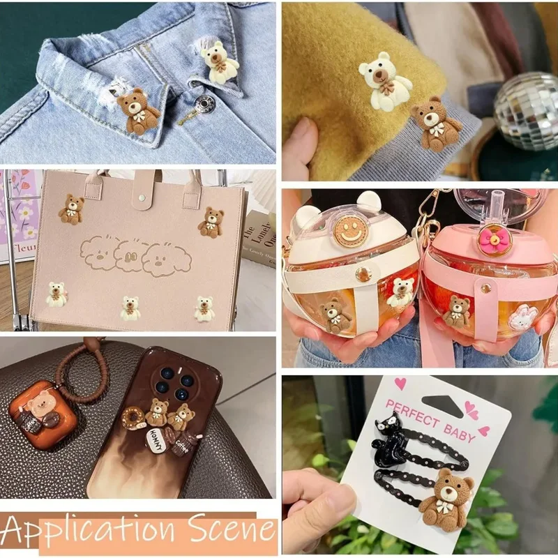10/30/50 Stück Harz-Teddybär-Cabochons, flache Rückseite, DIY Scrapbooking, Bastelbedarf, Handy-Deko, Zubehör, Geburtstag, Party, Weihnachten, DIY-Geschenk – Detail 6
