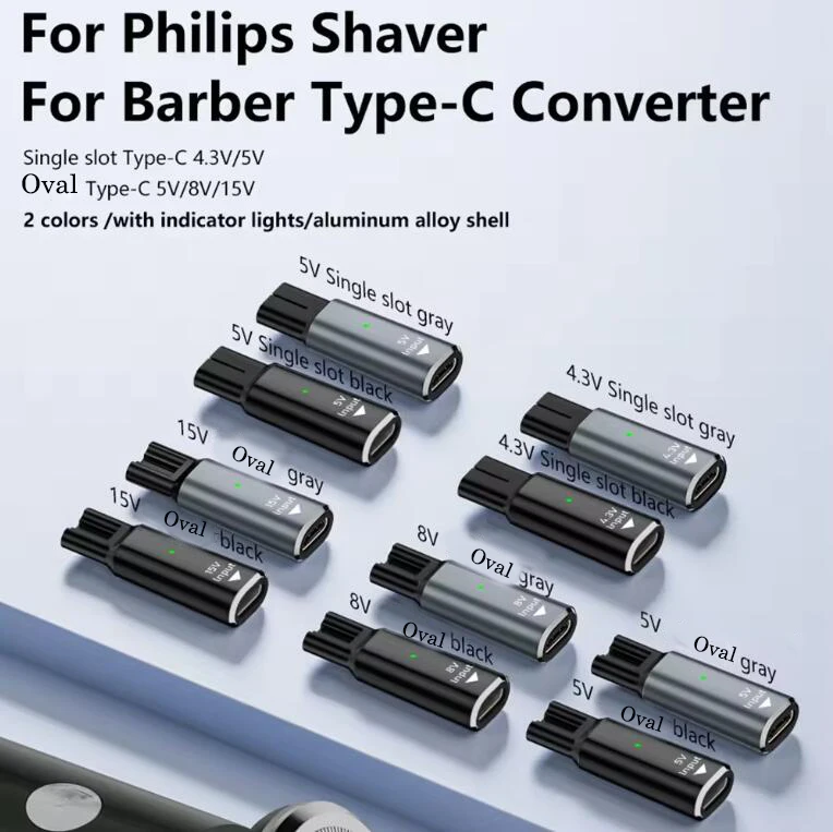 USB​ Type C PD to DC 4.3V 5V 8V 15V Power Adapter Converter for Philips Shaver Razor Electric Hair Clipper Fast Charge Connector