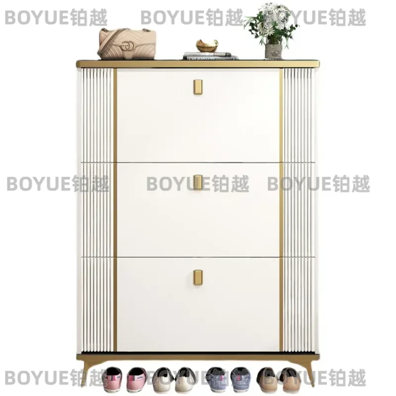 for Luxury Modern Ultra-thin Clamshell Wooden Shoe Cabinet Durable Large Capacity Living Room Porch Rack for Home Hotel Use