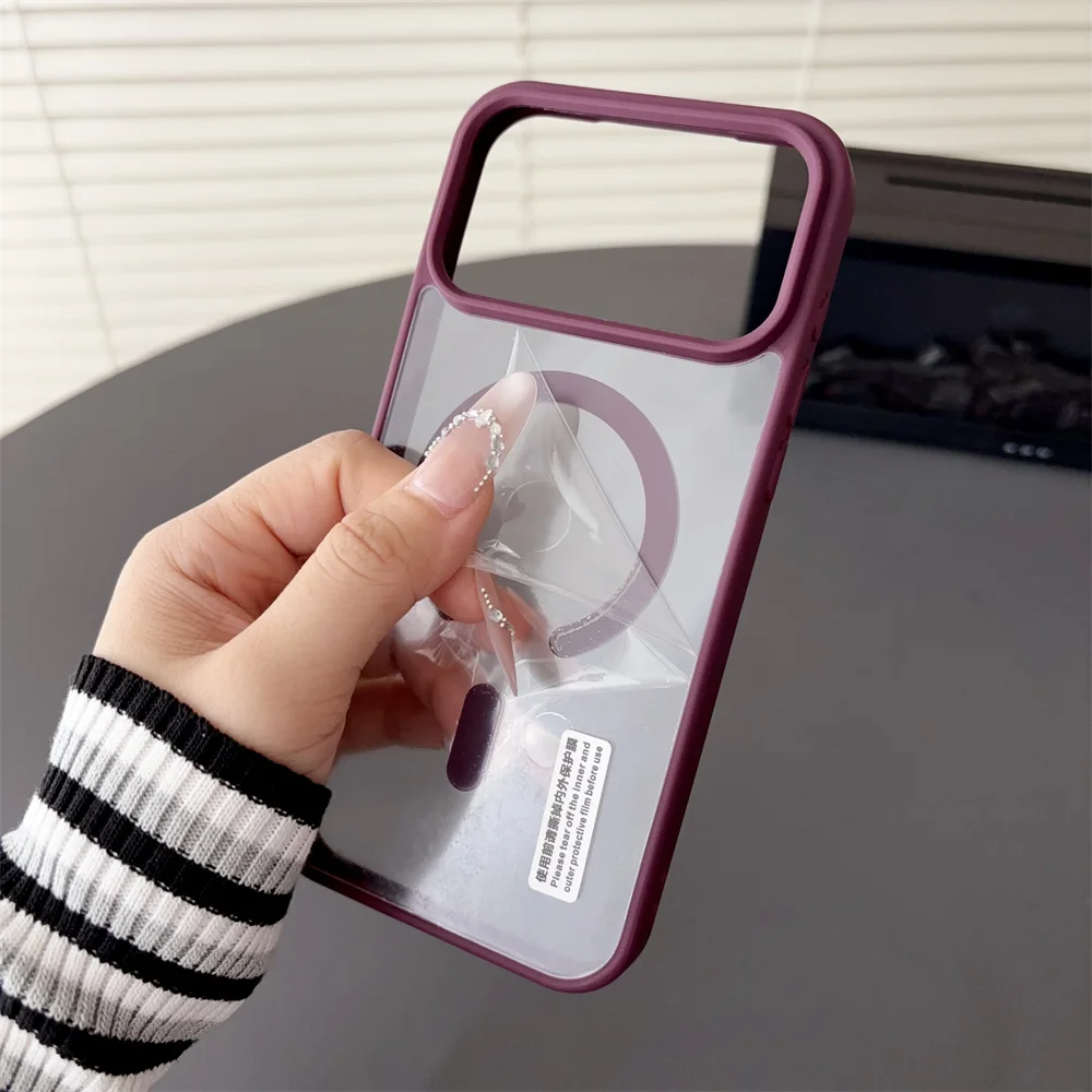 Wholesale Luxury For Magsafe Magnetic  Case For iPhone 18 Pro Max 17 16 15 14 13 12 11 Transparent Wireless Charge Bumper Cover