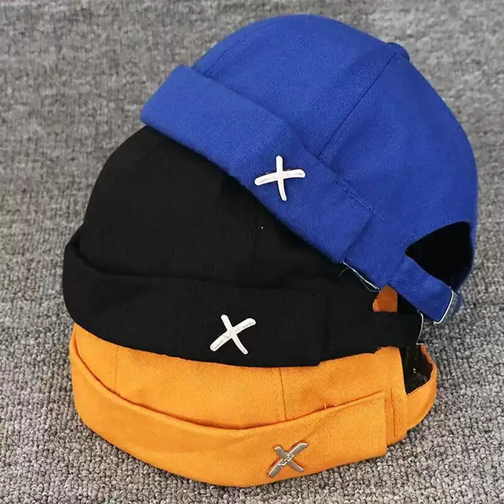 

Mens Solid Color Beanie Cap Korean Hip Hop Hats Adjustable Brimless Skullies Cap Fashion Retro Street Hat Men Women Docker Hats