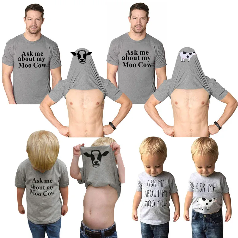 Boys Fashion Ask Me about My Moo Cow Shirt Little Cowboy Ranch Short Sleeve T-Shirt Y2k Personality Men Clothes Husband Son Gift