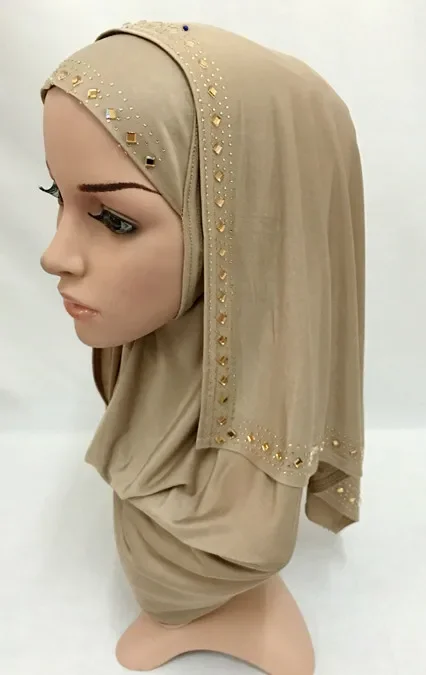 Rhinestone Headwear for Women Lady Muslim Wrap Style Hijab Islamic Scarf Arab Shawls Fashion