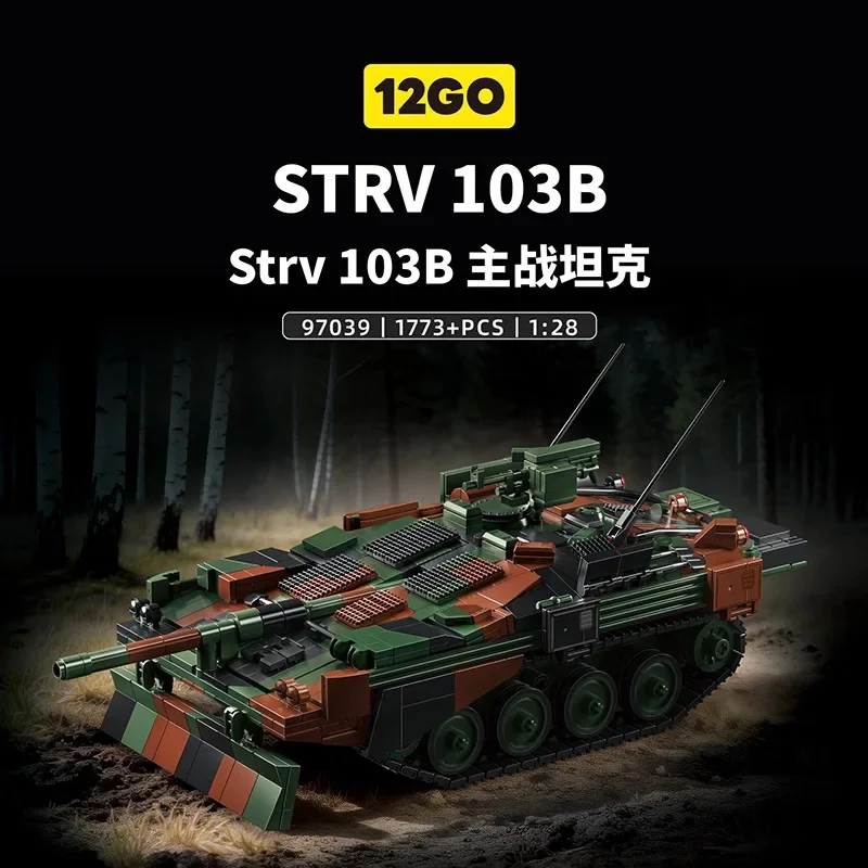 12GO 97039 Swedish STRV103B Tank Military Model Military Building Blocks for Boys Educational Assembly Toy Gift 1773pcs