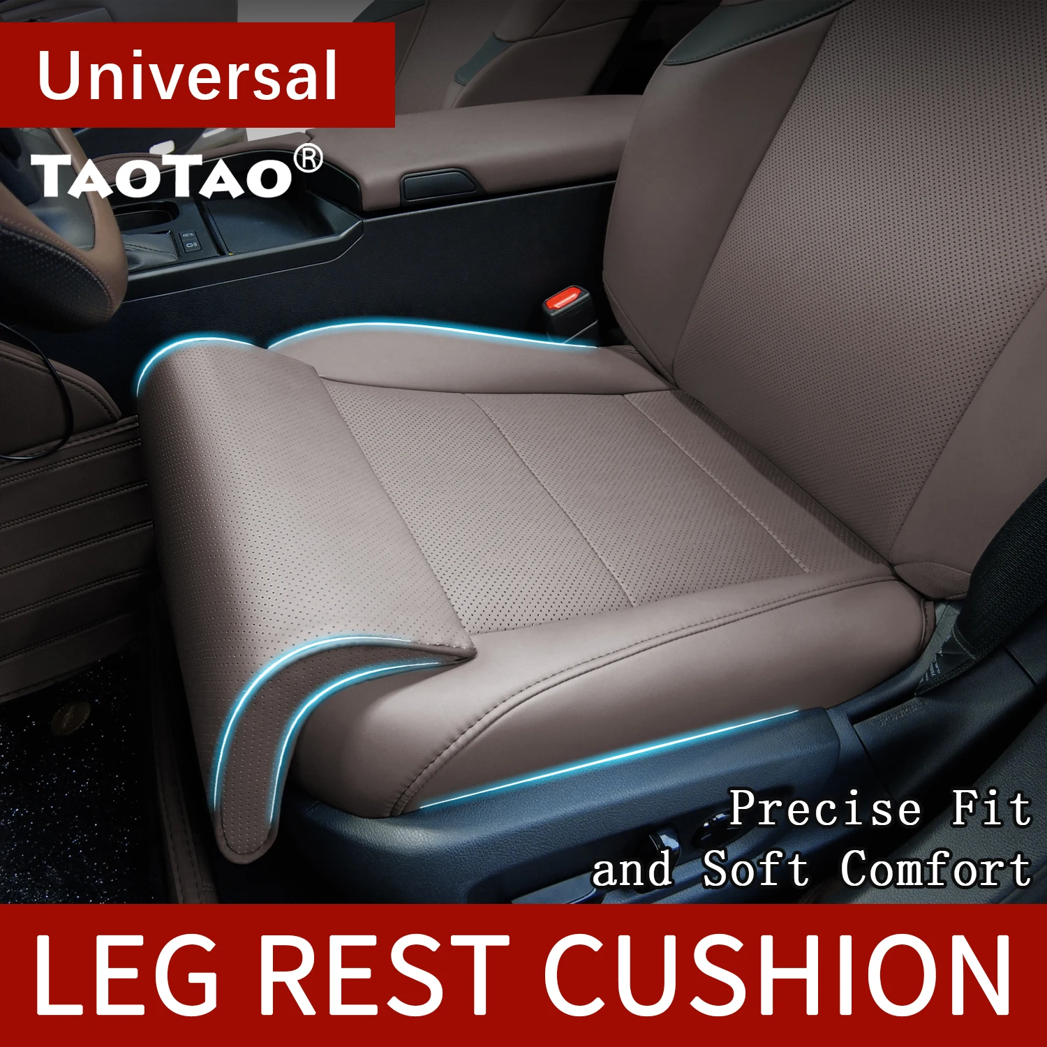 Driver Leg Support Pillow Extension Pad Leather Car Seat Extender Cushion Memory Foam Auto Seat Knee Pads For Driver Leg Support