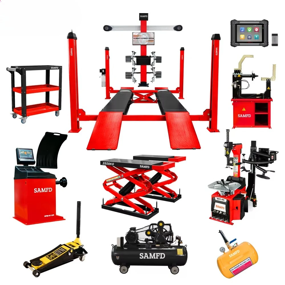 Hydraulic Jack Combo with Tire Changer and Wheel Balancer for Garage Workshop