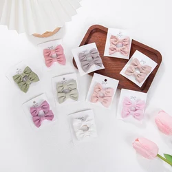 2Pcs/Set Mini Bows Baby Girls Hair Clips Princess Korea Solid Hairpins Hair Ties Newborn Kids Safety BB Barrettes Accessories