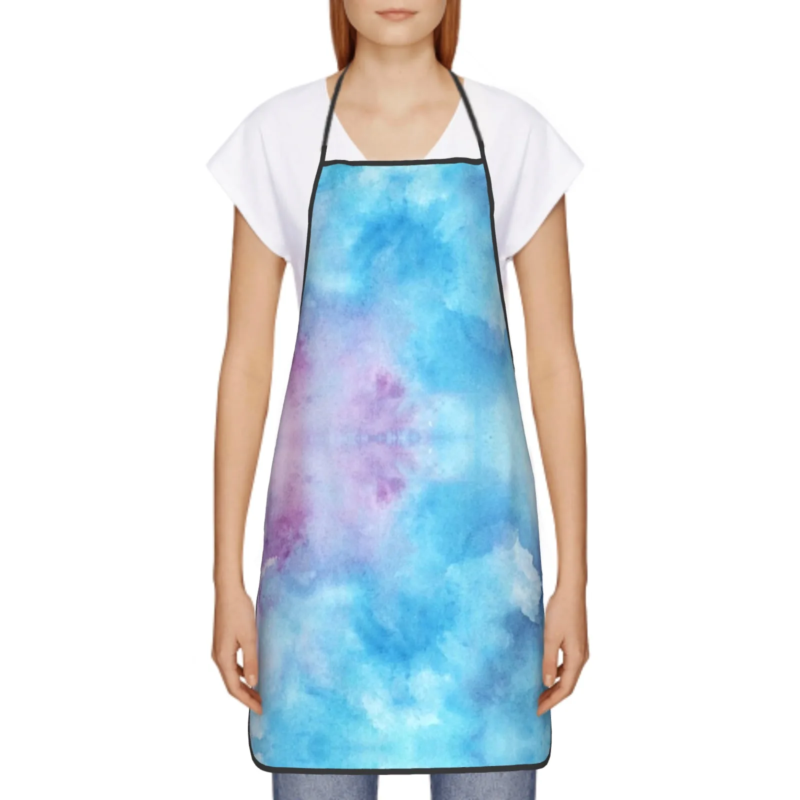 Tie-Dye Aprons for Women Men Resistant To Stains Breathable Sea Wave Design Durable Suitable Aprons for Cooking Cleaning