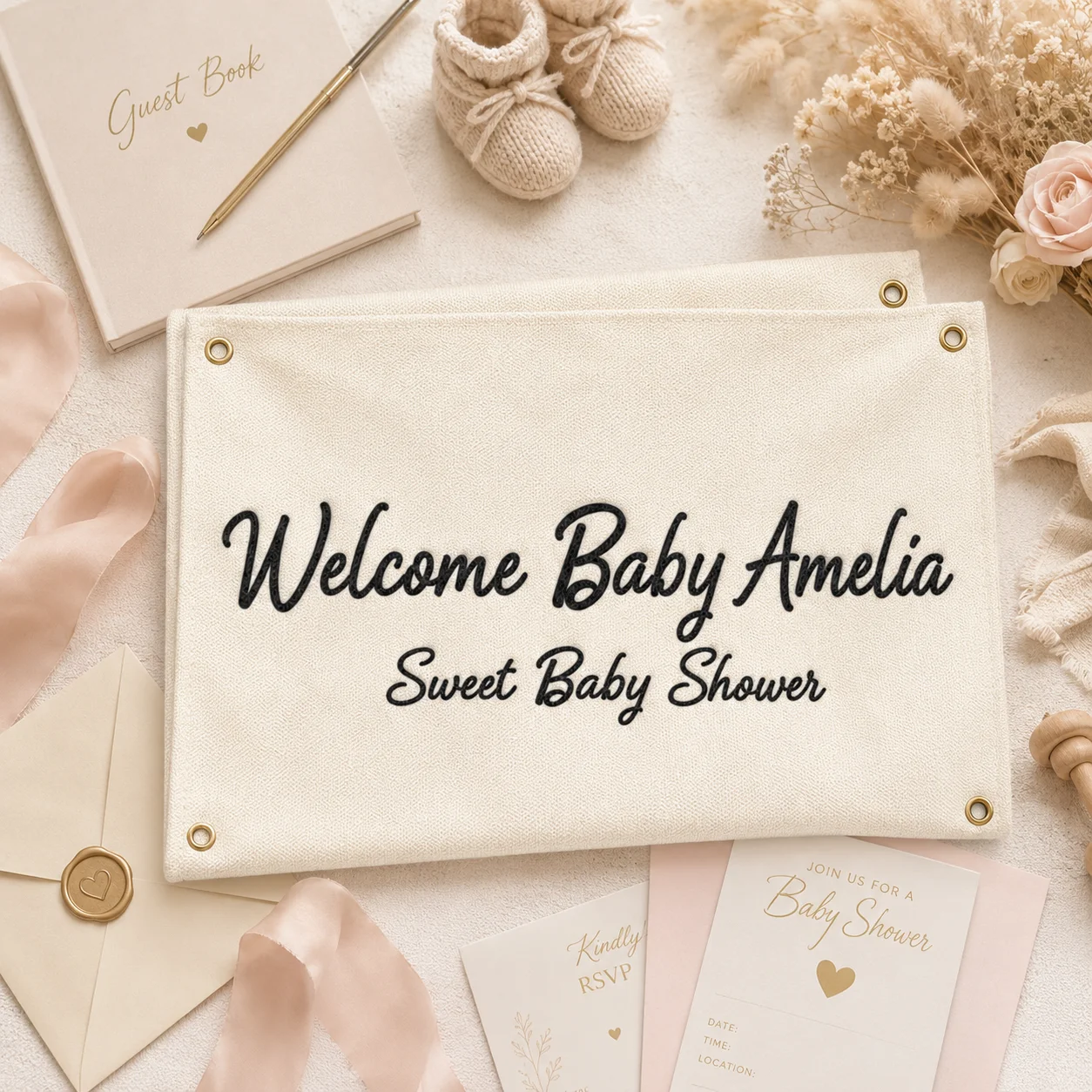 Personalisiertes Baby-Shower-E – Party Banner Gold Bewertung und Preis