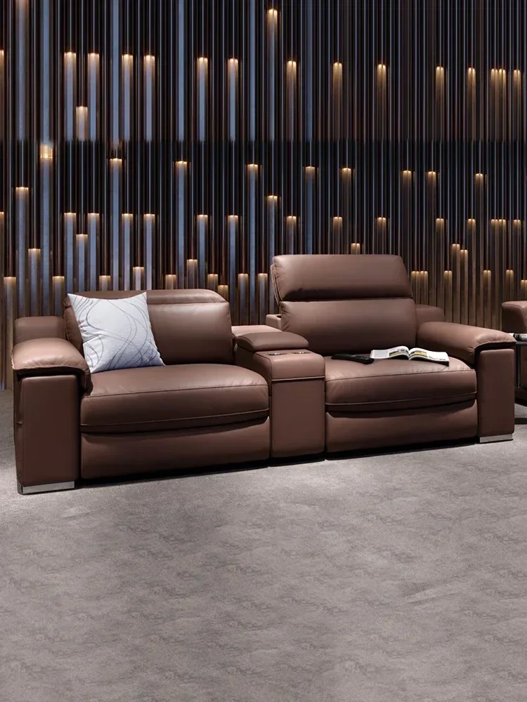 New private villa home cinema sofa retractable leather electric functional sofa living room audio-visual room sofa chair