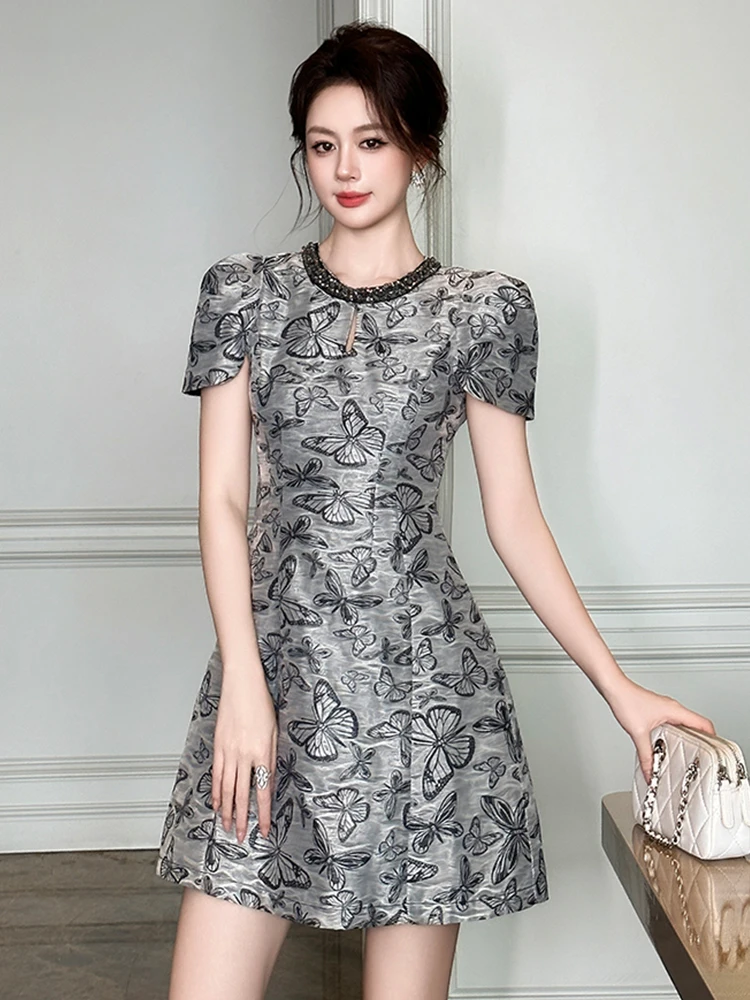 Abito da ballo elegante francese nobile da donna per signora Retro Celebrity Diamond scava fuori abito corto Femme Party Banquet Date Vestidos